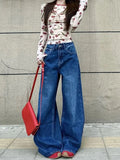 KYLETHOMASW  -  Y2K Spicy Girl Jeans Women Retro High Waisted Wide Leg Loose Slimming Straight Leg Floor Length Casual Drape Trousers