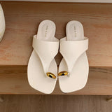 KYLETHOMASW  -  Luxury Summer Beach Female Slides Ladies Flats Slippers Shoes Fashion Metal Women Flats Slippers Shoes Sandals Flip flops