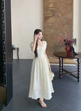 KYLETHOMASW  -  Women Summer Vintage Sweet Chic High Waist Elegant Party Dresses Fairy Solid Short Sleeve Slim Lace-up Beach Maxi Dress Vestidos