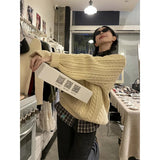 KYLETHOMASW  -  Vintage Sweater Women Harajuku V Neck Knitted Pullovers Winter Korean Long Sleeve Knitwears Streetwear Casual Jumpers New