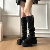 KYLETHOMASW  -  Autumn Winter Platform Thick Bottom Woman Knee High Boots Shoes Ladies Elegant Belt Buckle Knight Booties
