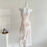 KYLETHOMASW  -  Sweet Floral Dress Summer New Korean-Style High Waist Slim Dresses Women Fashion Design Sense Niche Suspender Dress