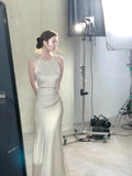 KYLETHOMASW  -  Luxury Solid Womens Long Dresses Sexy Elegant Ruffles Blue Chic Evening Dress Slim Fit Whit Canisole Green Mermaid Vestidos