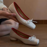 KYLETHOMASW  -  Patent Leather Fashion Mary Jane Shoes Women Pumps Shallow Women Shoes Bow Low Heel Elegant High Heels Female Zapatos De Mujer