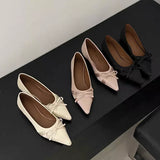 KYLETHOMASW  -  Ballerina Satin Women's Flat Shoes Comfort Non-slip Pointed Toe Ladies Loafers Flats Elegant Bowknot Women's Single Shoes