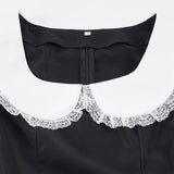 KYLETHOMASW  -  Sweet Chic Dress Women Summer Preppy Style Peter Pan Collar Colorblock Short Sleeve A-line Mini Dress Party Holiday Date