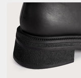 KYLETHOMASW  -  Vintage Soft Leather Belt Strap Buckle Mid-Calf Women Motorcycle Boots Fashion Thick High heels Autumn Winter Knight Booties