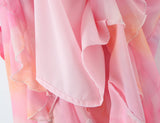 KYLETHOMASW  -  Romantic Floral Print Summer Vacation Dress Women Sexy Backless V Neck Ruffle Long Dresses Maxi Vestidos