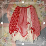 KYLETHOMASW  -  Vintage Kawaii Lolita Mori Girl Style Red Plaid Bow Maxi Skirt Summer Cute Polka Dot Black Stripe A-Line Long Skirts for Women