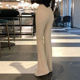 KYLETHOMASW  -  Sexy Belly Button V-Shape Boot Knitted Casual Pants Long Leg Korean Dongdaemun Spring Summer New Arrival AE Stock