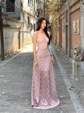 KYLETHOMASW  -  Fantasy Feather Flowing Light Temperament French Summer Strap Dress Female Spicy Girl Thin A-line Long Vestidos