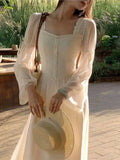 KYLETHOMASW  -  Elegant Princess Party Dresses for Women High Waist A-line Autumn Spring French Vintage Prom Robe One Piece Vestidos Mujer New