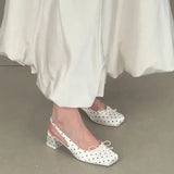 KYLETHOMASW  -  Polka Dot Thick Heel Women Sandals Fashion Cover Toe Singbacks Mules Pumps Elegant Party Dress Female Slip On Sandalias