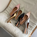 KYLETHOMASW  -  Fashion Low Heel Footwear Shallow Women Heeled Sandals Shoes Casual Female Pointed Toe Ladies Sandals Slip On Shoes Pumps