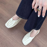 KYLETHOMASW  -  Pleated Retro Casual Flat Shoes Women Loafers Soft Sole Comfort Office Women Shoes Light Soft Leather Brand Ballet Flats Women