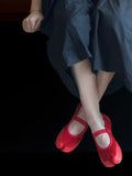 KYLETHOMASW  -  Ballet Flats Tabi Shoes for Woman Comfortable Hollow Out Elegant Red Mary Janes Shoes Ladies Elastic Band Spring Autumn Loafers