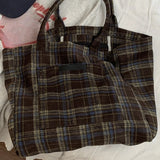 KYLETHOMASW  -  Contrast Color Plaid Preppy Casual Women's Handbags Grunge All Match High-capacity Shoulder Underarm Bag Y2k Aesthetic Tote Bags