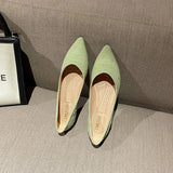 KYLETHOMASW  -  New Striped Fabric Ballerinas Woman Soft Bottomed Flats Big Size 42/43 Shoes Ladies Pointed Toe Dress Loafers Green Ballets