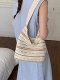 KYLETHOMASW  -  Stripe Knitted Tote Bag Underarm Shoulder Bags High Capaci Bolsa Beach Bolsos mujer Bolsas Lazy Style Casual Sac Femme