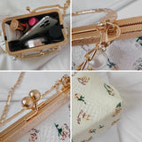 Kylethomasw Lace Evening Clutch Crossbody Bags Pearl Handle Women's Bag Trend Handbags for Women Designer Luxury Banquet Bags for Women