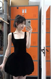 KYLETHOMASW  -  Black camisole dress, women's new summer French waist cinched small black skirt, fluffy short skirt  bodycon dress