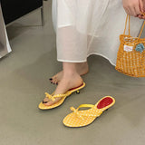 KYLETHOMASW  -  Summer Yellow New Women Slipper Fashion Narrow Band Ladies Thin High Heel Outdoor Dress Sandal Elegant Dress Flip Flops