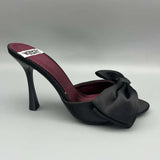 KYLETHOMASW  -  Large Size Slip-On High Heel Mules French Style Sandals with Bow Detail Summer Outdoor Wear Fish Mouth Ultra Thin Heel