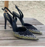 KYLETHOMASW  -  Luxury Rhinestones Gradient Slingbacks Women Pumps Fashion Bling Crystal Banquet Stiletto High Heels Fashion Party Prom Shoes