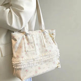 KYLETHOMASW  -  Patchwork Lace Flower Print Handbags Women Sweet Y2k Aesthetic Fairy Shoulder Bags New Fashion Trendy Casual Simple Underarm Bag