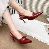 KYLETHOMASW  -  New Design Backless Bow Women High Heels Sexy Pointed Thin Heel Stripper Plus Size 35-43