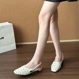 KYLETHOMASW  -  Hollow Women's Sandals Heels Slippers Beach Mules Shoes 2025 Summer Trend Chunky Leather Shoes Casual Flip Flops Mujer Slides