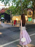KYLETHOMASW  -  Light Purple Women's A-Line Skirt Fluffy Half-length Summer plus Size 300 Pounds Loose Slimming Korean Style Commute Pure Color