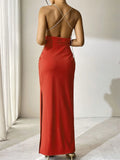 KYLETHOMASW  -  Women's Dresses Spring Summer New Streetwear Fashion Chain Split Maxi Dresses Solid Sexy Backless Sleeveless Lady Dress Clothing