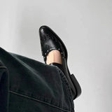 KYLETHOMASW  -  High Quality Leather Women Shoes Sexy Pointed Toe Metal Buckle Mary Jane Shoes for Women Punk Black Elegant Woman Heeled Shoes