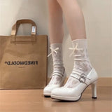 KYLETHOMASW  -  Designer Thick Heel Women Mary Jane Shoes Concise Shallow Belt Buckle Shoes Spring Ladies Outdoor Elegant Dress Dancing Pumps