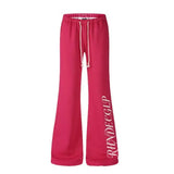 KYLETHOMASW  -  American Letter Print Elastic Waist Drawstring Flared Casual Pants Women Sexy Y2K Slimming Floor-Length Trendy Trousers