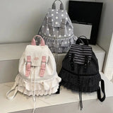 KYLETHOMASW  -  Large Capaci Bag Ruffles Mochilas Mujer Polka Dot Print Mochila Holiday Travel Backpack New student Canvas Bags for Woman
