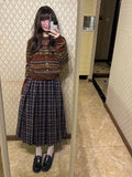 KYLETHOMASW  -  Vintage Knitted Cardigan Women 2025 Autumn Winter New O Neck Single Breasted Outwear Cropped Sweater Fashion Ladies