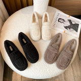 KYLETHOMASW  -  Plus Size 34-43 Women Wool Shoes Winter Warm Cotton Loafers Femmes Lambswool Moccasins Slip On Round Toe Ladies Sheep Fur Flats