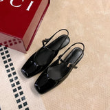 KYLETHOMASW  -  French Bag Head Mary Jane Sandals Women's One-word Buckle Belt Rear Empty Flat-soled Temperament Single Shoes