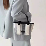 KYLETHOMASW  -  Korean Retro Stripe Handbag Women Lightweight Large Capacity Tote Bag Ladies Everyday Commute Lightweight Crossbody Bag
