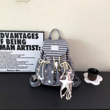 KYLETHOMASW  -  Women Star Stripe Print Drawstring Backpack Soft Fabric Flap Cover Nylon Travel Daypack Cute Student School Shoulder Bag