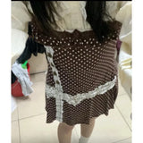 KYLETHOMASW  -  Korean Fashion Vintage Brown Polka Dot Bow Mini Dress Women Summer Japanese Mori Girl Style Kawaii Y2K Slim-Fit Strapless Dress