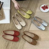 KYLETHOMASW  -  Women Flats Soft Leather Eelgant Dress Shoes Autumn Spring Brand New Round Toe Shallow Slip On Ladies Casual Ballet Shoes
