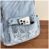 KYLETHOMASW  -  New Star School Bag for Female Japanese Denim Women Backpack High School Teenagers Student Casual Large Capacity Back Pack