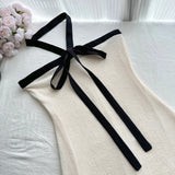 KYLETHOMASW  -  Women Knit Strapless Backless Bowknot Long Midi Dress 2025 Summer Sexy Night Club Party Evening Holiday Street White Dresses