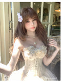 KYLETHOMASW  -  Summer French Elegant Fashion Mini Tube Top Dress Women's Elastic Waist Backless Sexy Tulle Boned Dress High-end Evening Gown