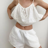 KYLETHOMASW  -  spring and summer Europe and America sexy neck vest pajamas sleeveless double yarn shorts set women's loungewear