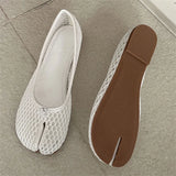 KYLETHOMASW  -  Women Mesh Split Toe Ballet Flats Summer Breathable Hollow Out Shoes White Casual Slip on Flat Loafers Beach Sandals