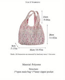 KYLETHOMASW  -  1pc Kawaii Polyester Lace Shoulder Tote Bag for Women, Large Capacity Underarm Bag with No Closure, Machine Washable - Available in Blue, Green, Pink